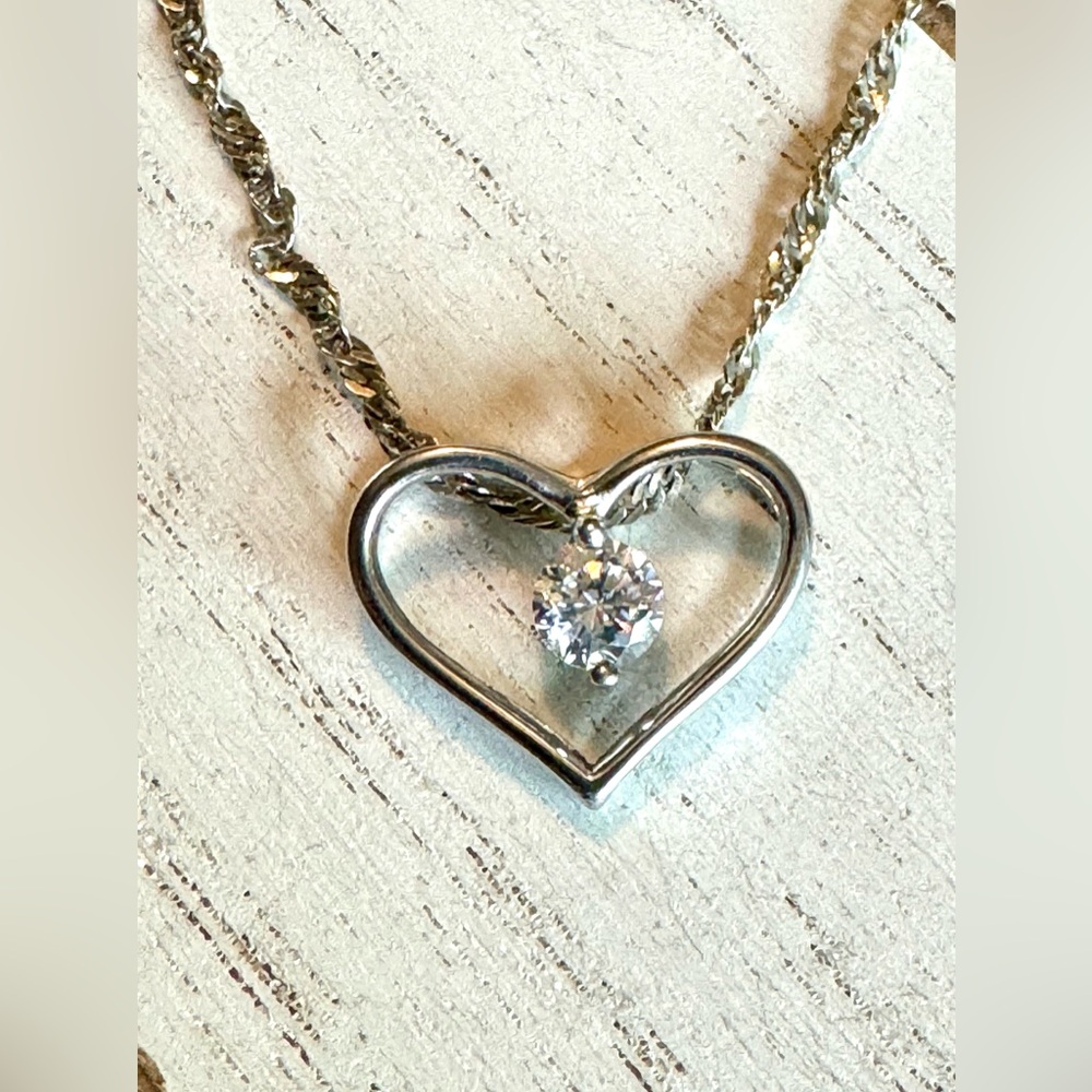 925 Sterling Silver Slider Heart Pendant Chain Necklace